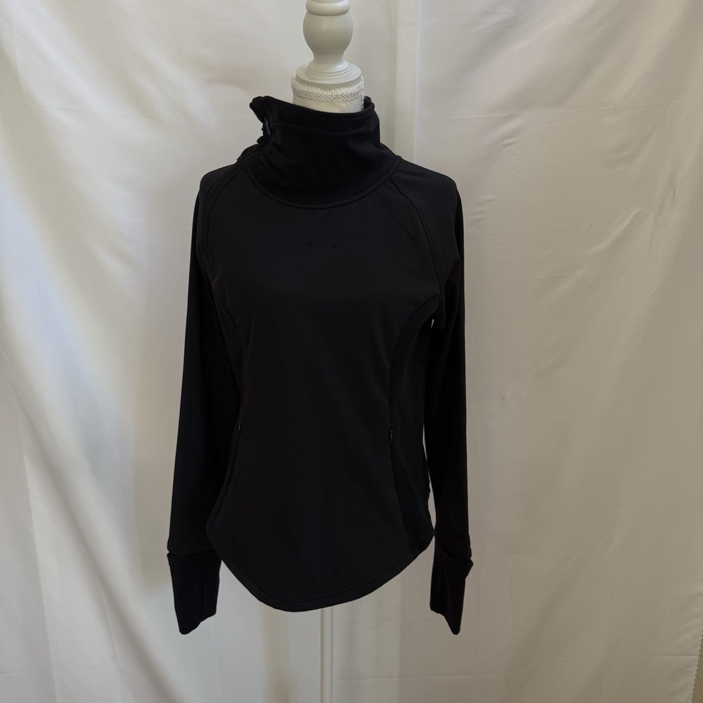 Popflex Active Mock Neck Pullover Women's Large Black Chasing Pavements Stretch